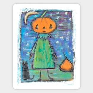 Pumpkin JOL Jack o Lantern Moonlight pumpkin patch cat Sticker